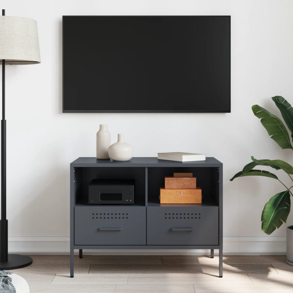 Meuble TV anthracite 68x39x50,5 cm acier