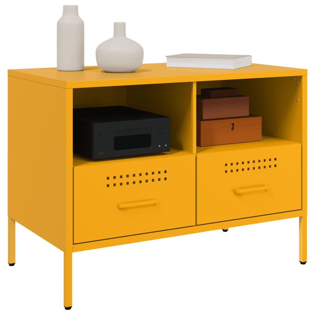 Meuble TV jaune moutarde 68x39x50,5 cm acier