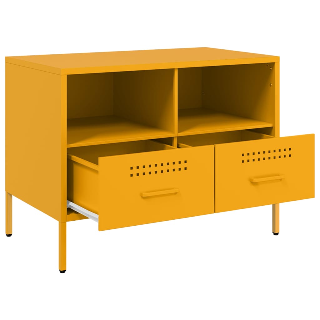 Meuble TV jaune moutarde 68x39x50,5 cm acier