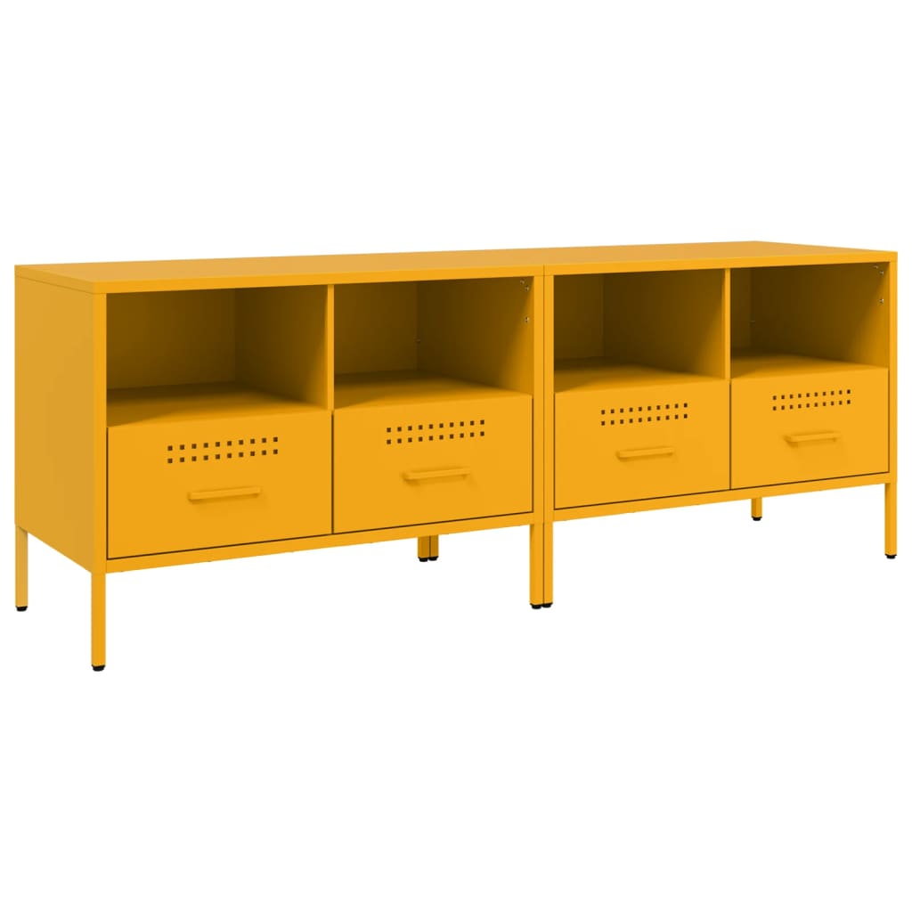 Meubles TV 2 pcs jaune moutarde 68x39x50,5 cm acier