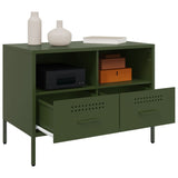 Meuble TV vert olive 68x39x50,5 cm acier