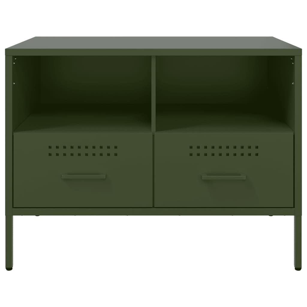 Meuble TV vert olive 68x39x50,5 cm acier