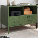 Meuble TV vert olive 68x39x50,5 cm acier