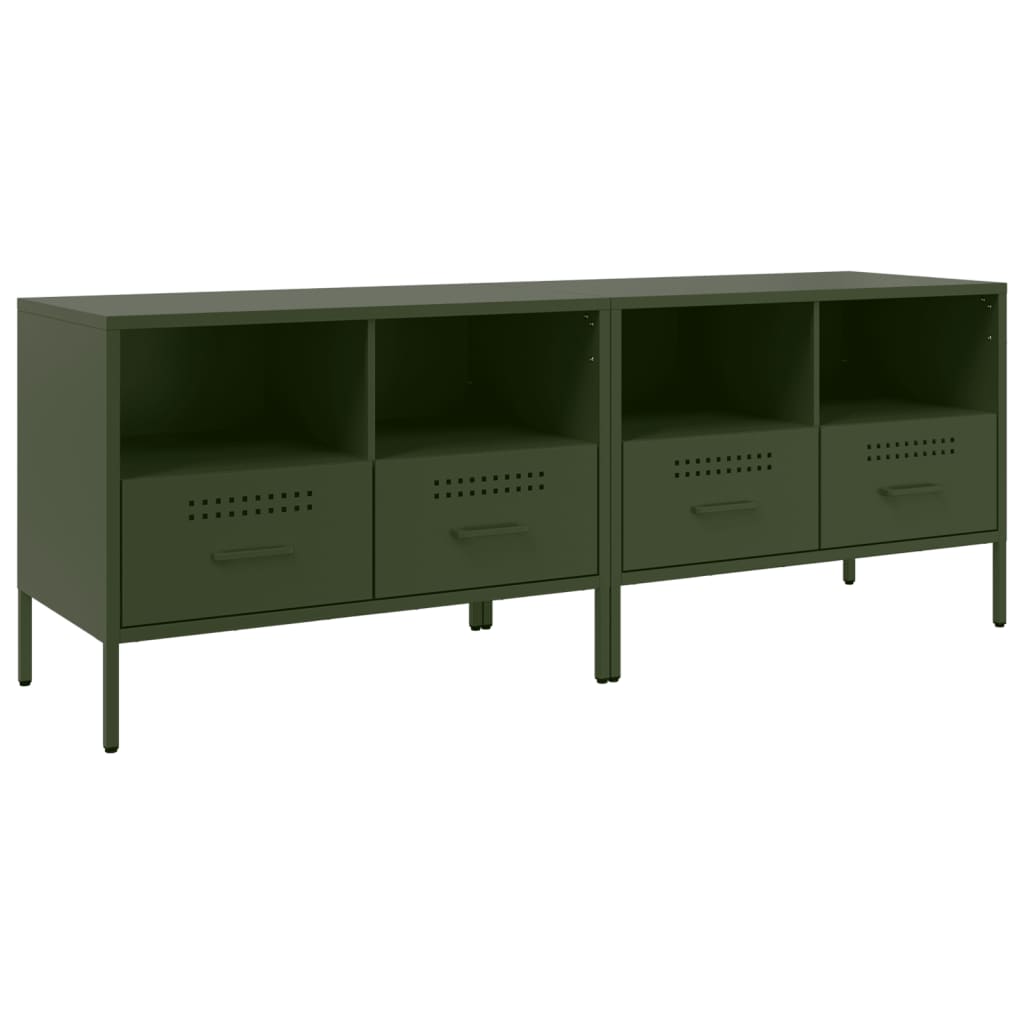 Meubles TV 2 pcs vert olive 68x39x50,5 cm acier