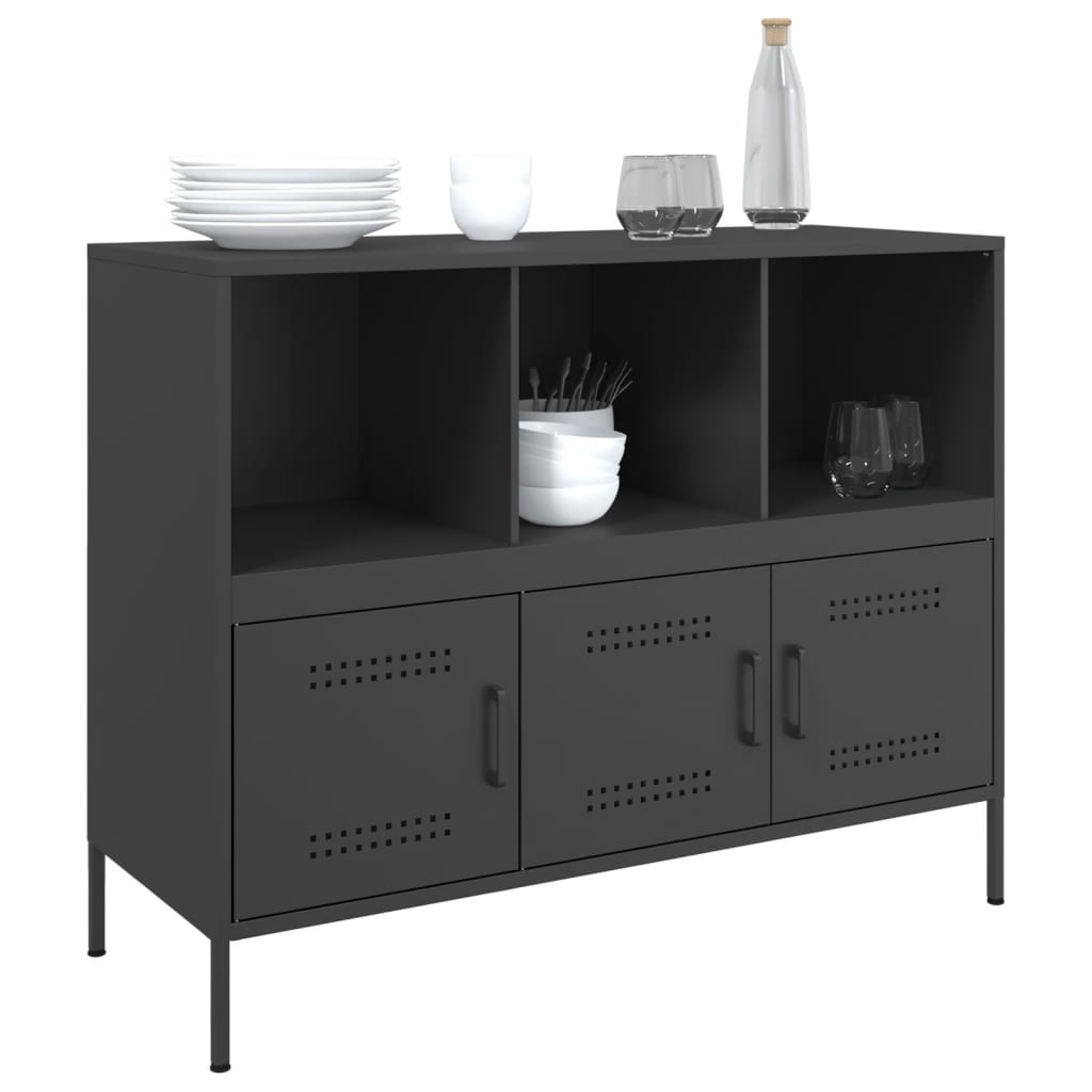 Buffet noir 100,5x39x79 cm acier