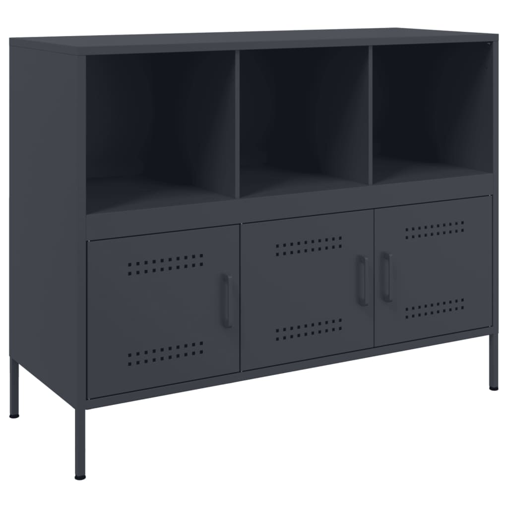 Anthrazitfarbenes Sideboard 100,5x39x79 cm aus Stahl