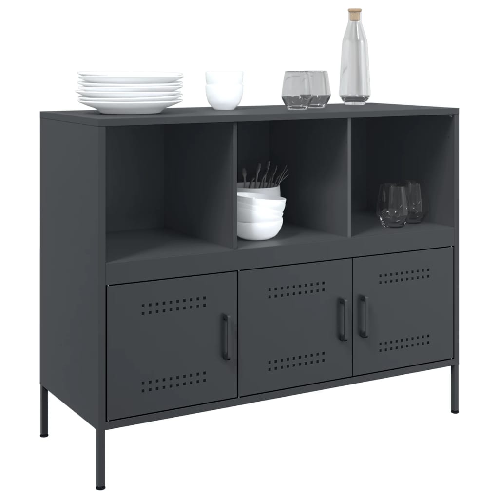 Anthrazitfarbenes Sideboard 100,5x39x79 cm aus Stahl