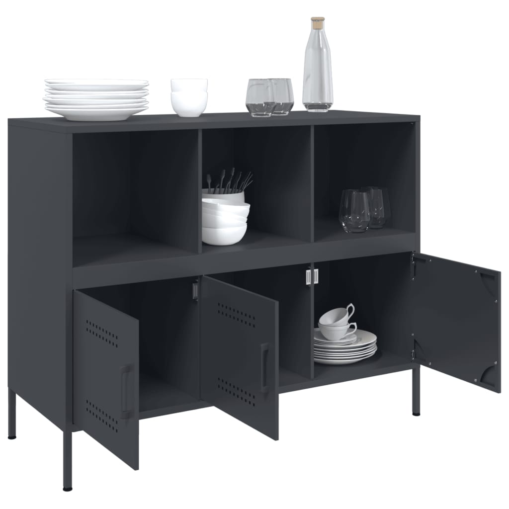 Anthrazitfarbenes Sideboard 100,5x39x79 cm aus Stahl