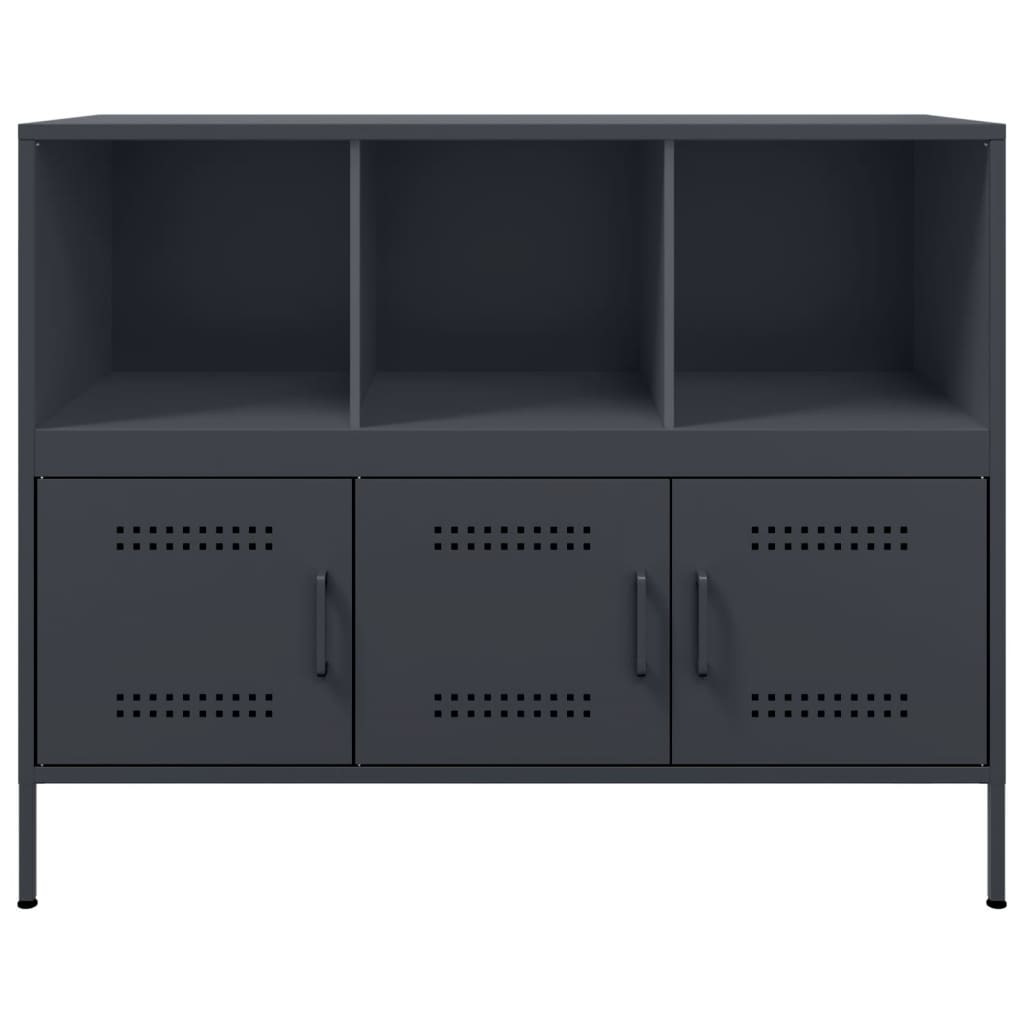 Anthrazitfarbenes Sideboard 100,5x39x79 cm aus Stahl