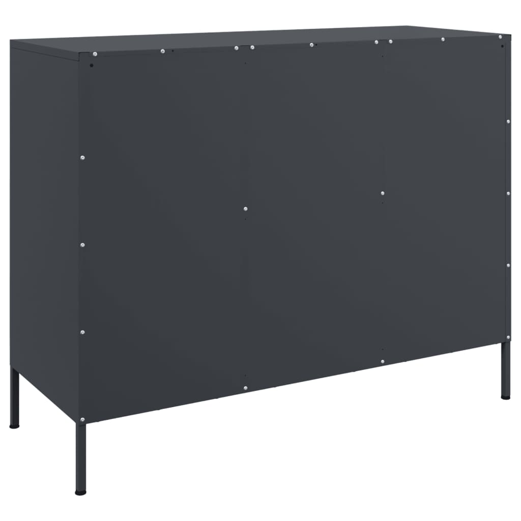 Anthrazitfarbenes Sideboard 100,5x39x79 cm aus Stahl