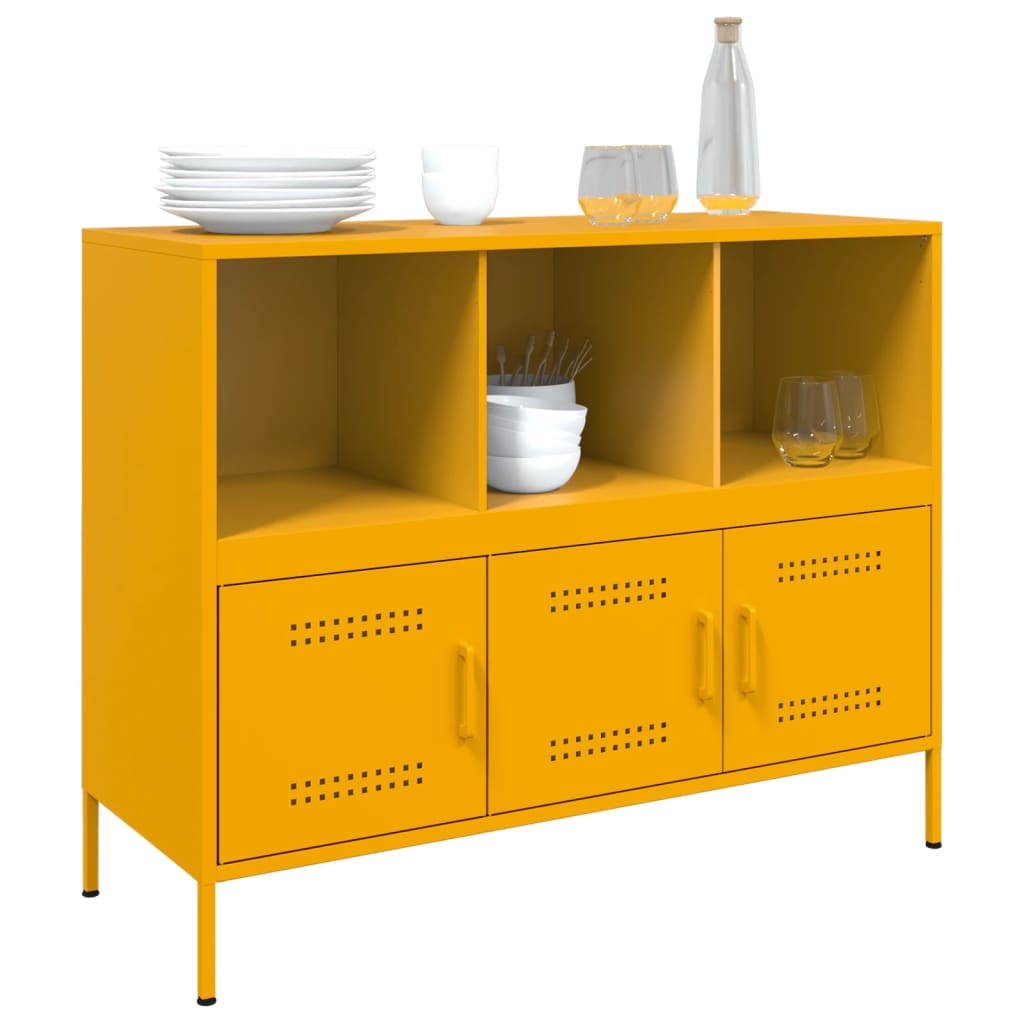 Senfgelbes Sideboard 100,5x39x79 cm aus Stahl