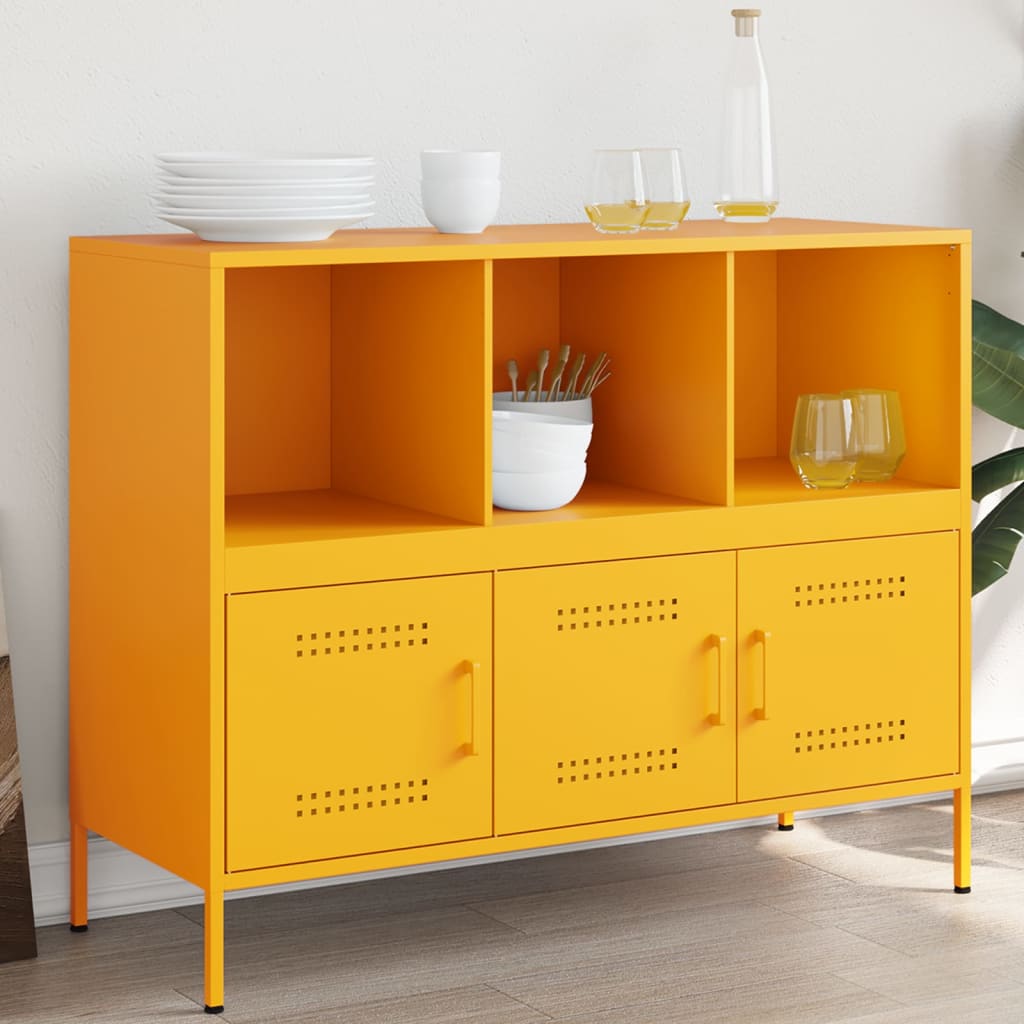 Senfgelbes Sideboard 100,5x39x79 cm aus Stahl