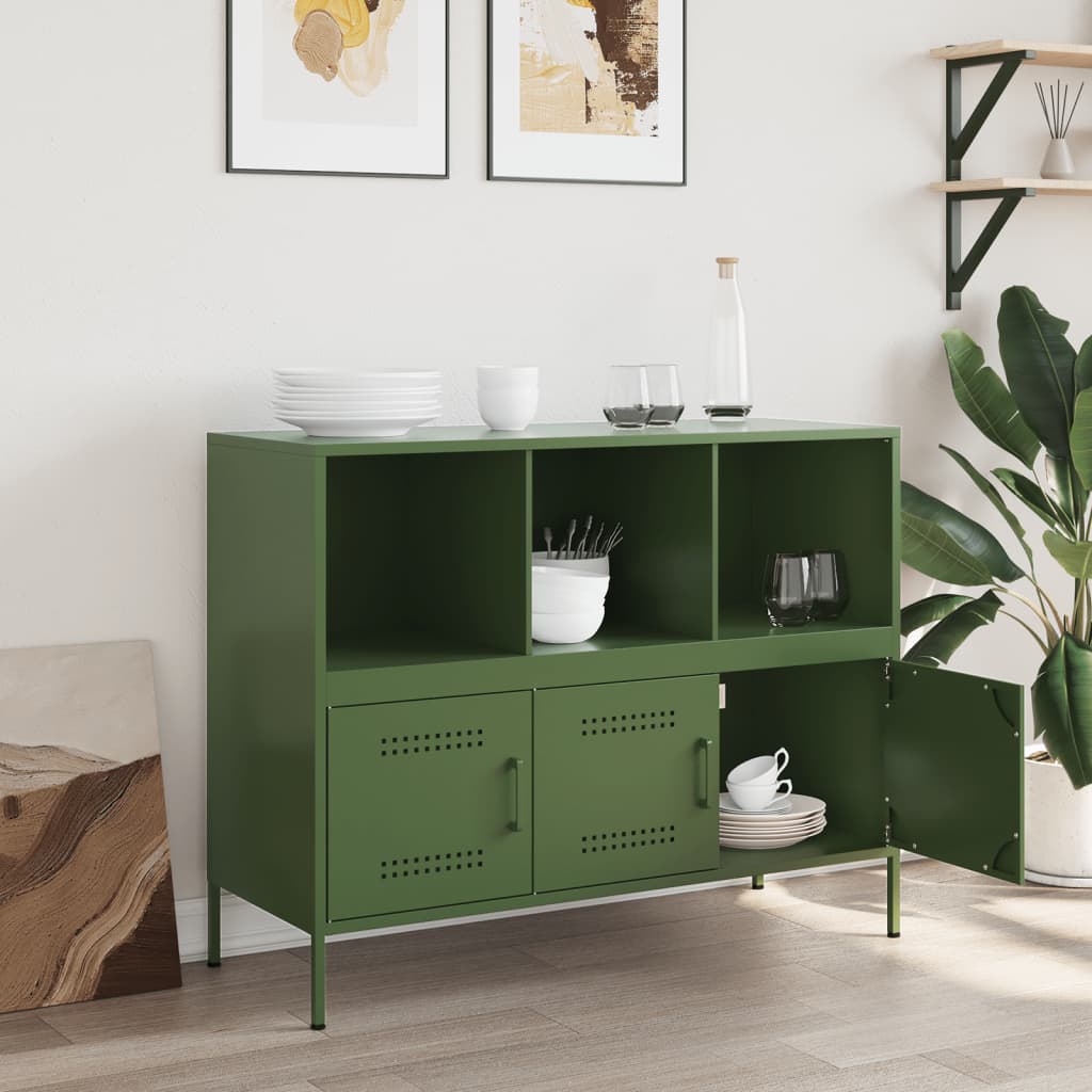 Buffet vert olive 100,5x39x79 cm acier