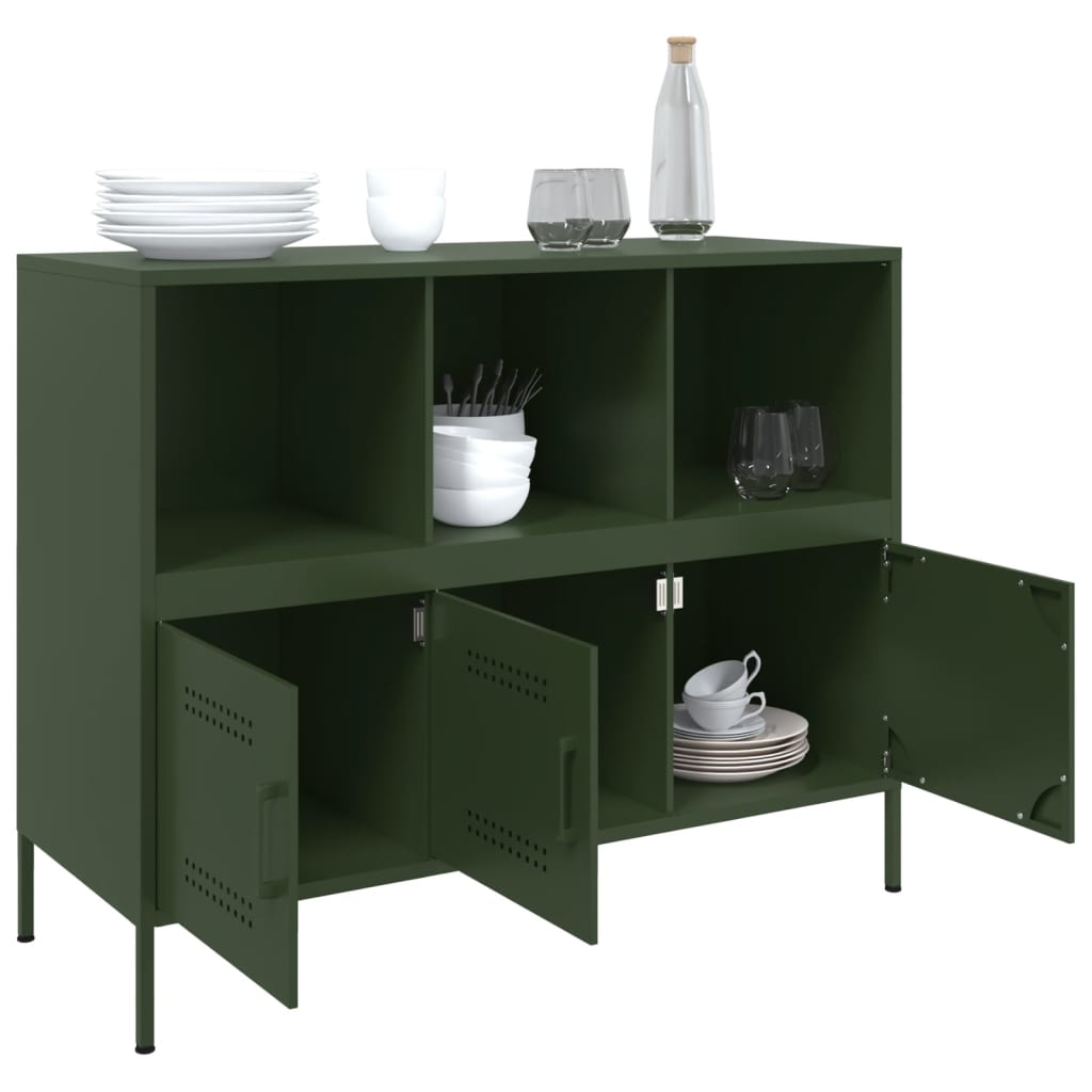 Buffet vert olive 100,5x39x79 cm acier