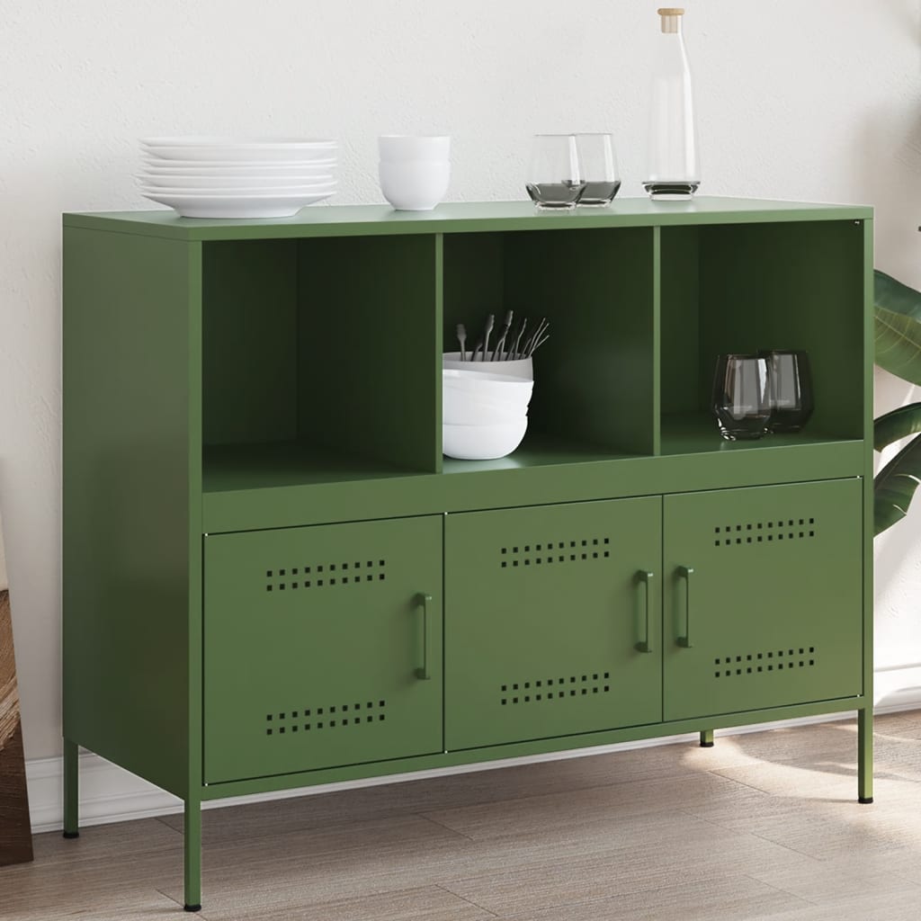 Buffet vert olive 100,5x39x79 cm acier