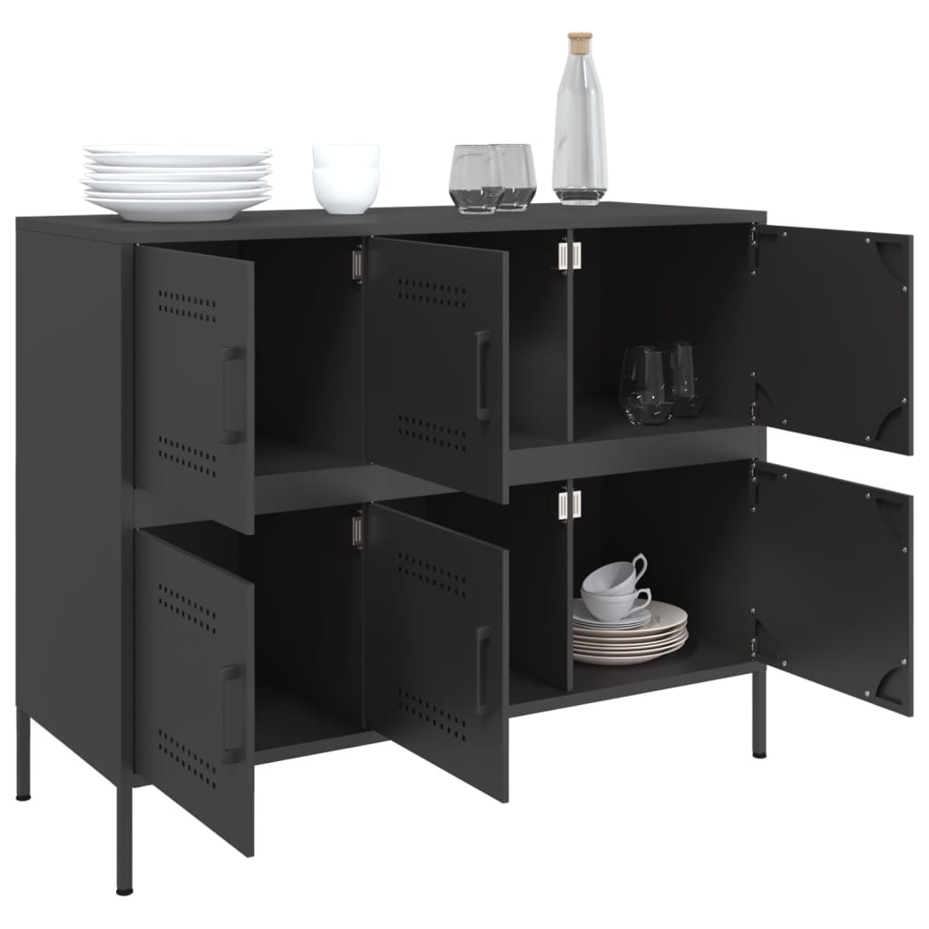 Buffet noir 100,5x39x79 cm acier