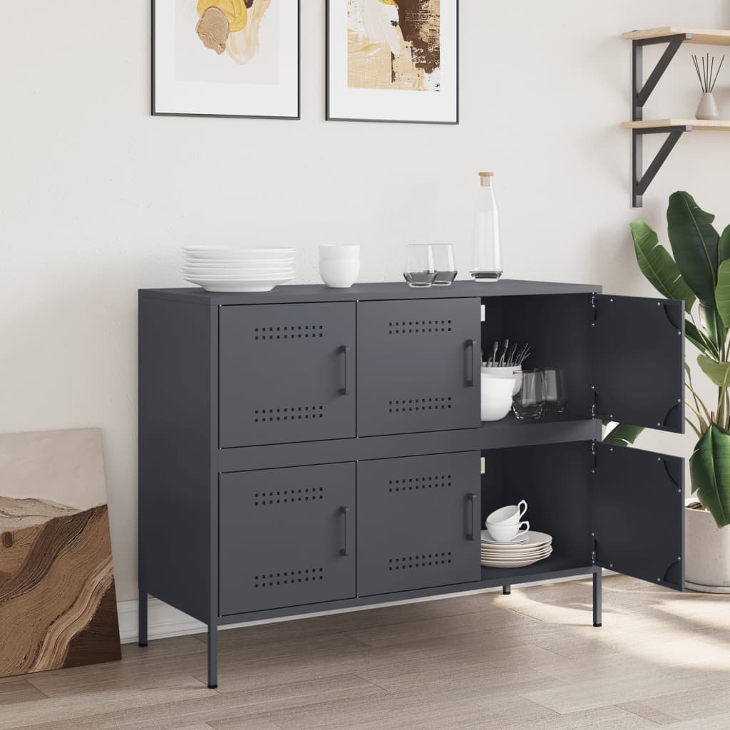 Buffet anthracite 100,5x39x79 cm acier