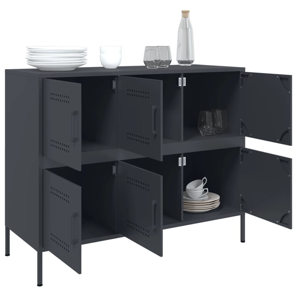 Buffet anthracite 100,5x39x79 cm acier