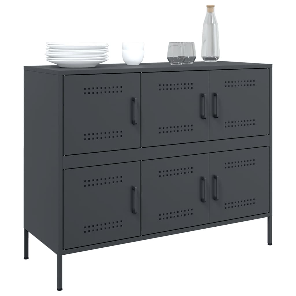 Buffet anthracite 100,5x39x79 cm acier