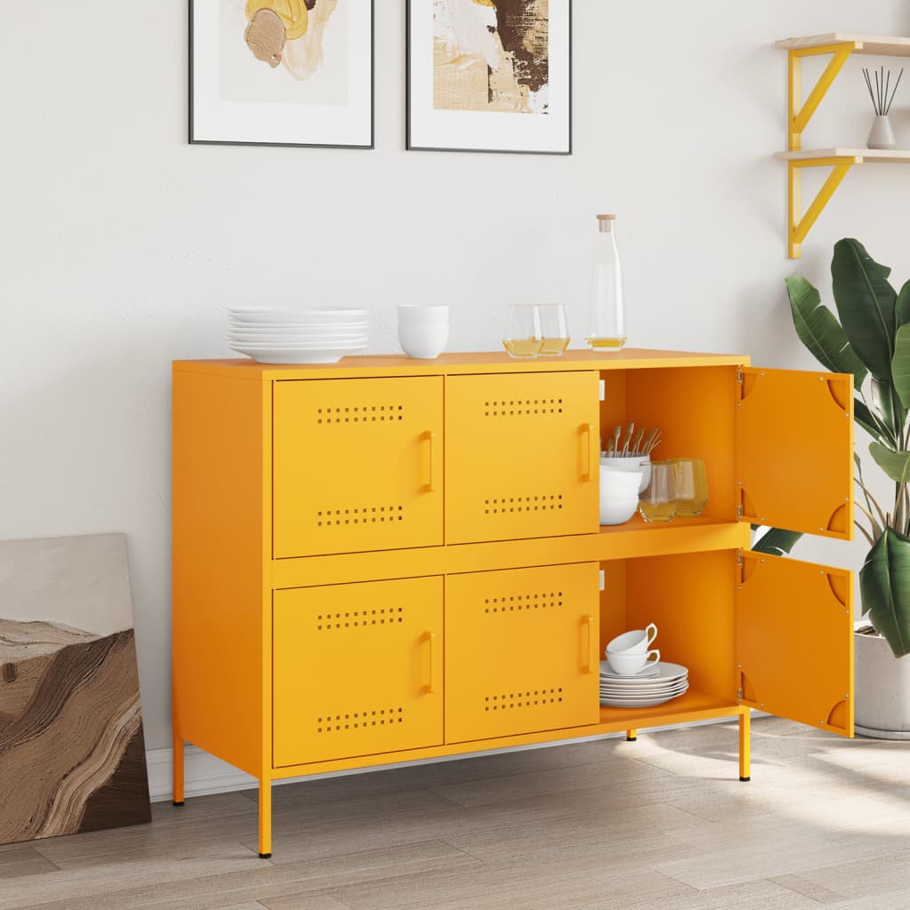 Buffet jaune moutarde 100,5x39x79 cm acier