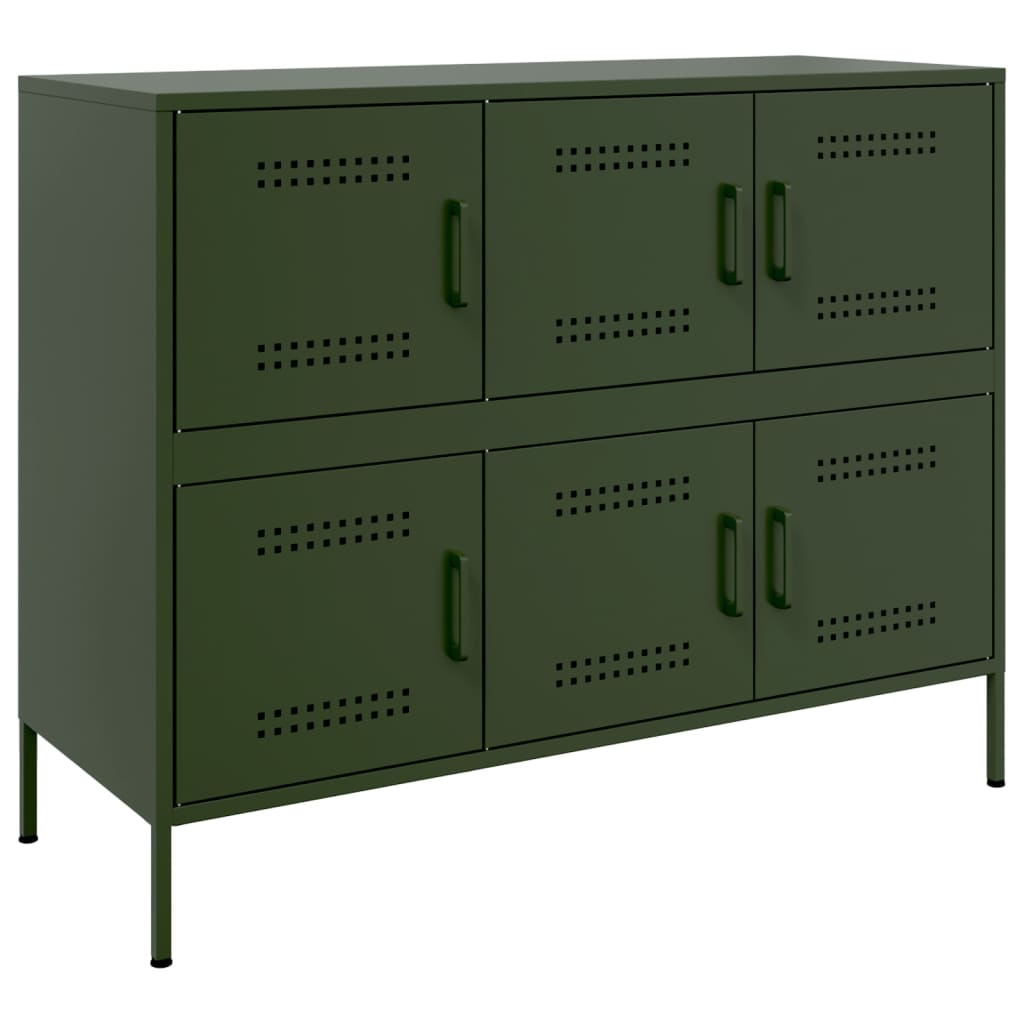 Olivgrünes Sideboard 100,5x39x79 cm aus Stahl