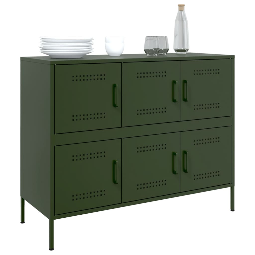 Olivgrünes Sideboard 100,5x39x79 cm aus Stahl