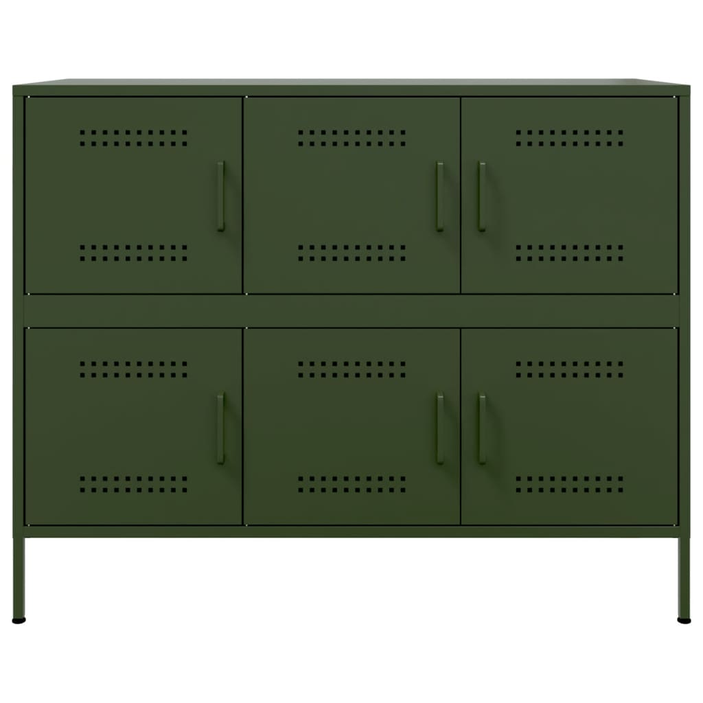 Olivgrünes Sideboard 100,5x39x79 cm aus Stahl