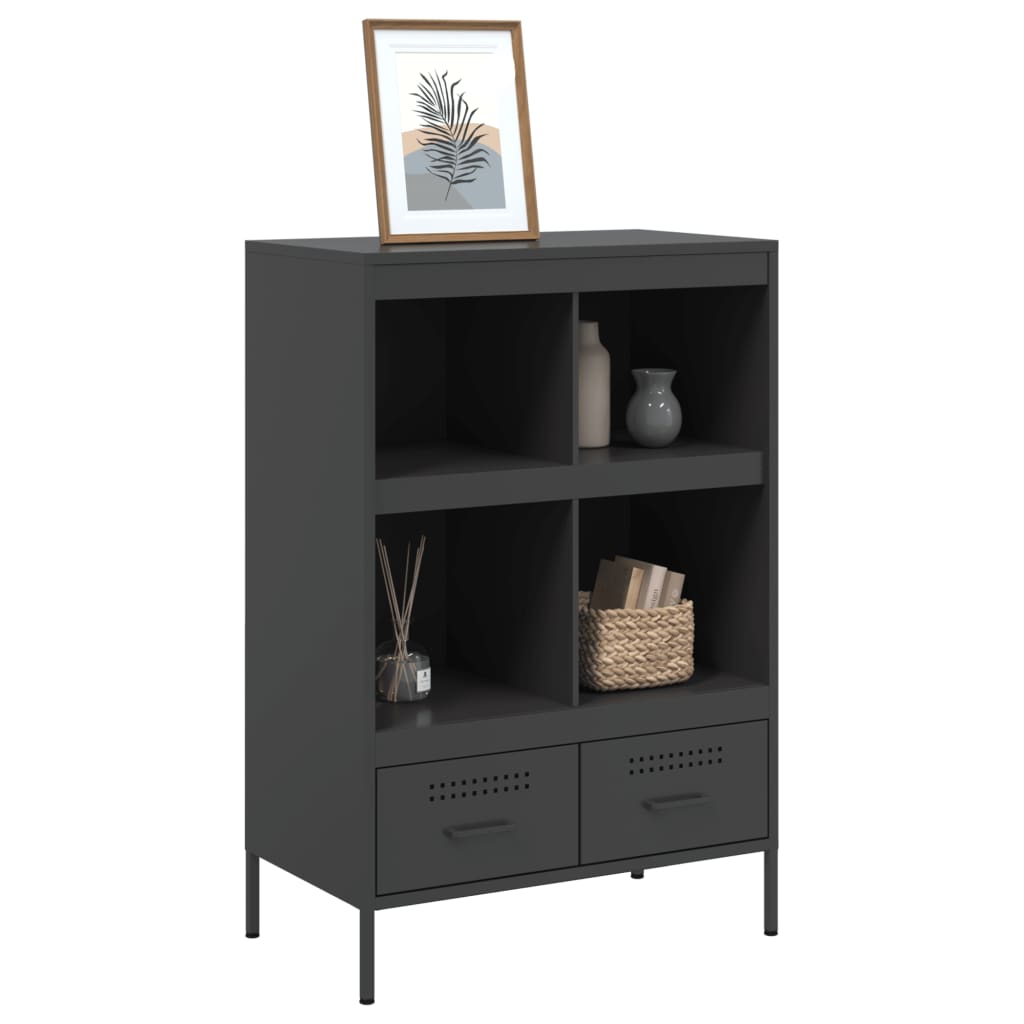 Black high sideboard 68x39x101.5 cm steel