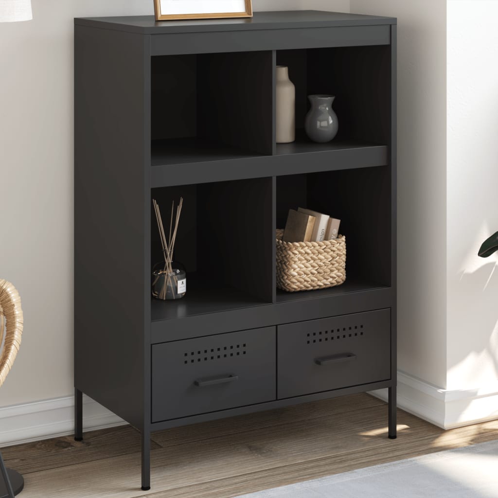 Black high sideboard 68x39x101.5 cm steel