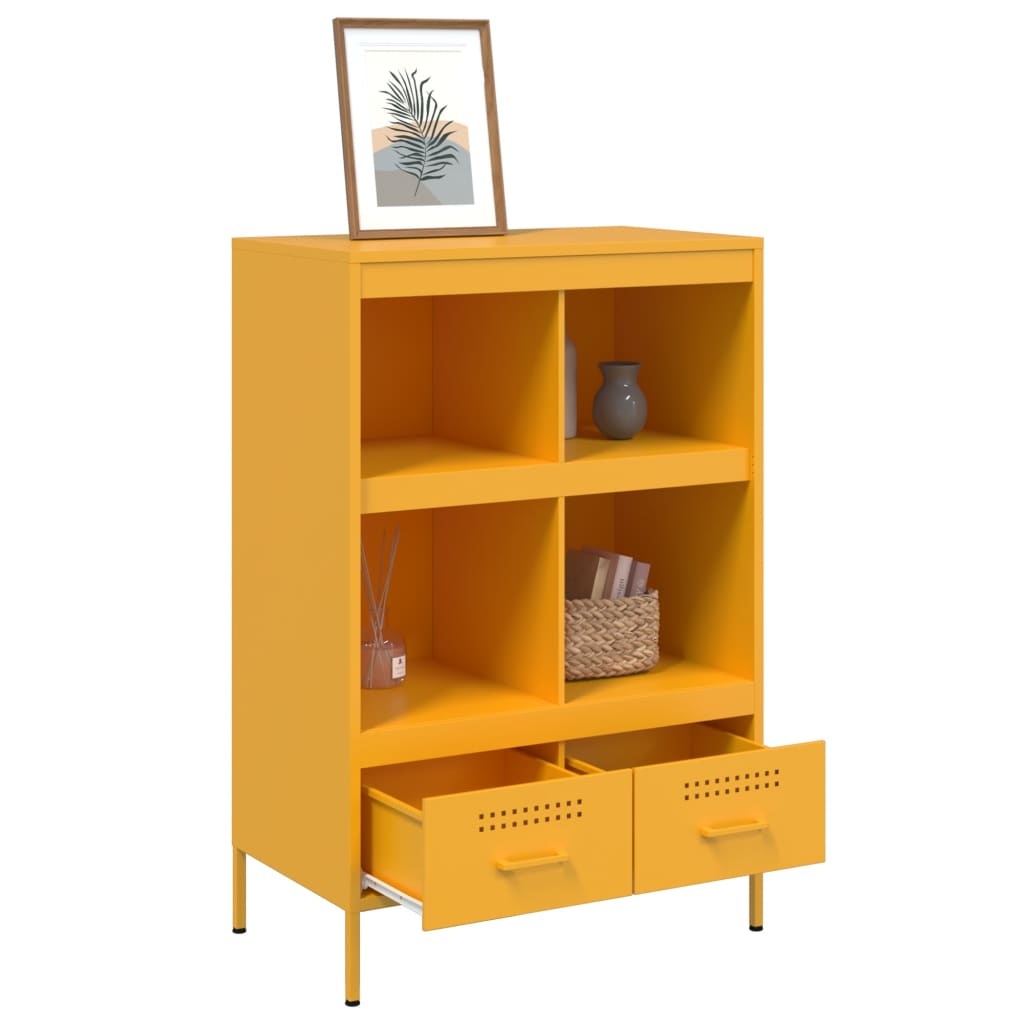 Mustard yellow high sideboard 68x39x101.5 cm steel