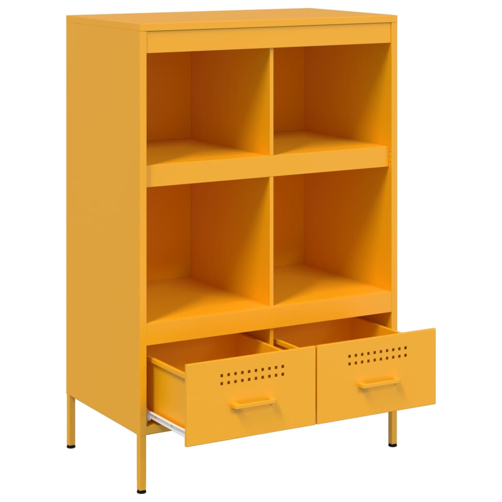 Mustard yellow high sideboard 68x39x101.5 cm steel