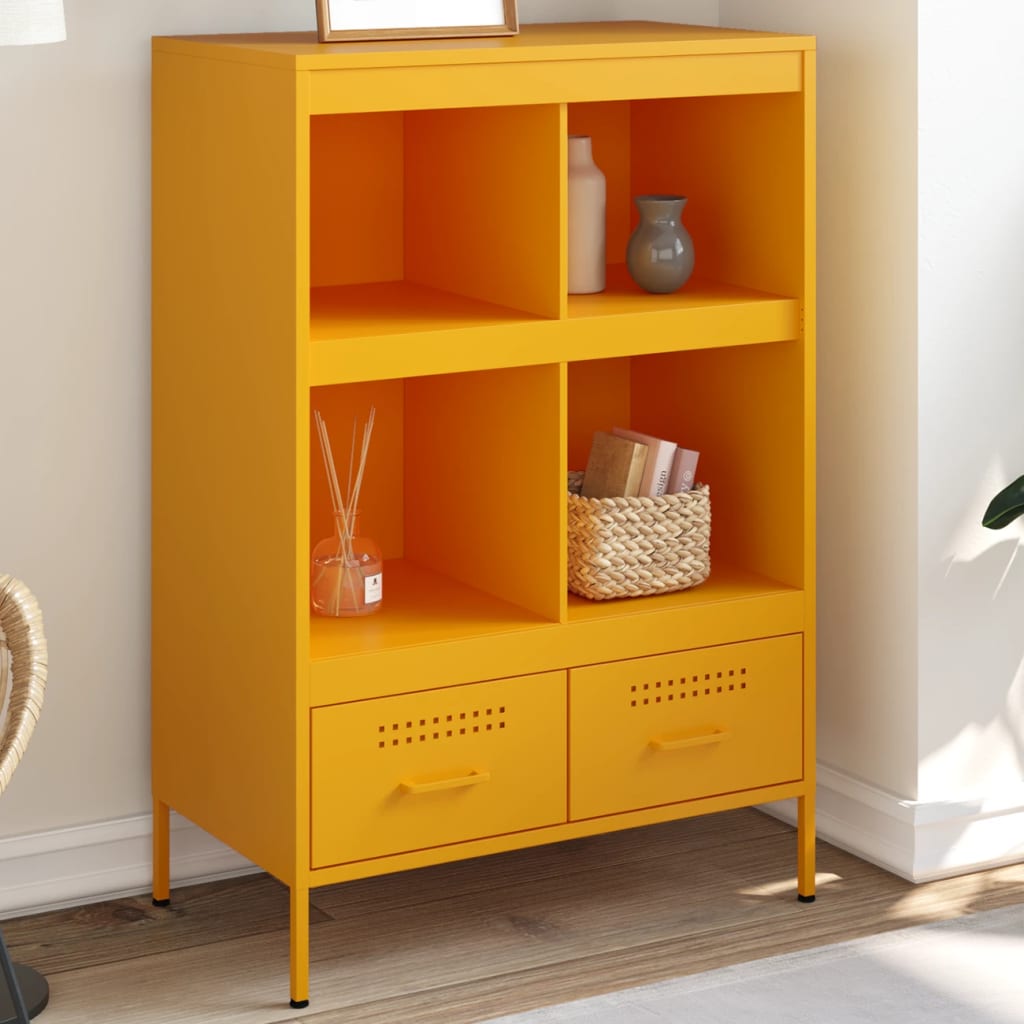 Mustard yellow high sideboard 68x39x101.5 cm steel