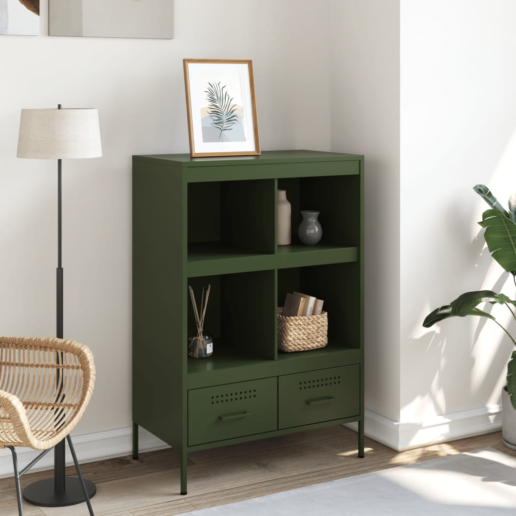 Buffet haut vert olive 68x39x101,5 cm acier