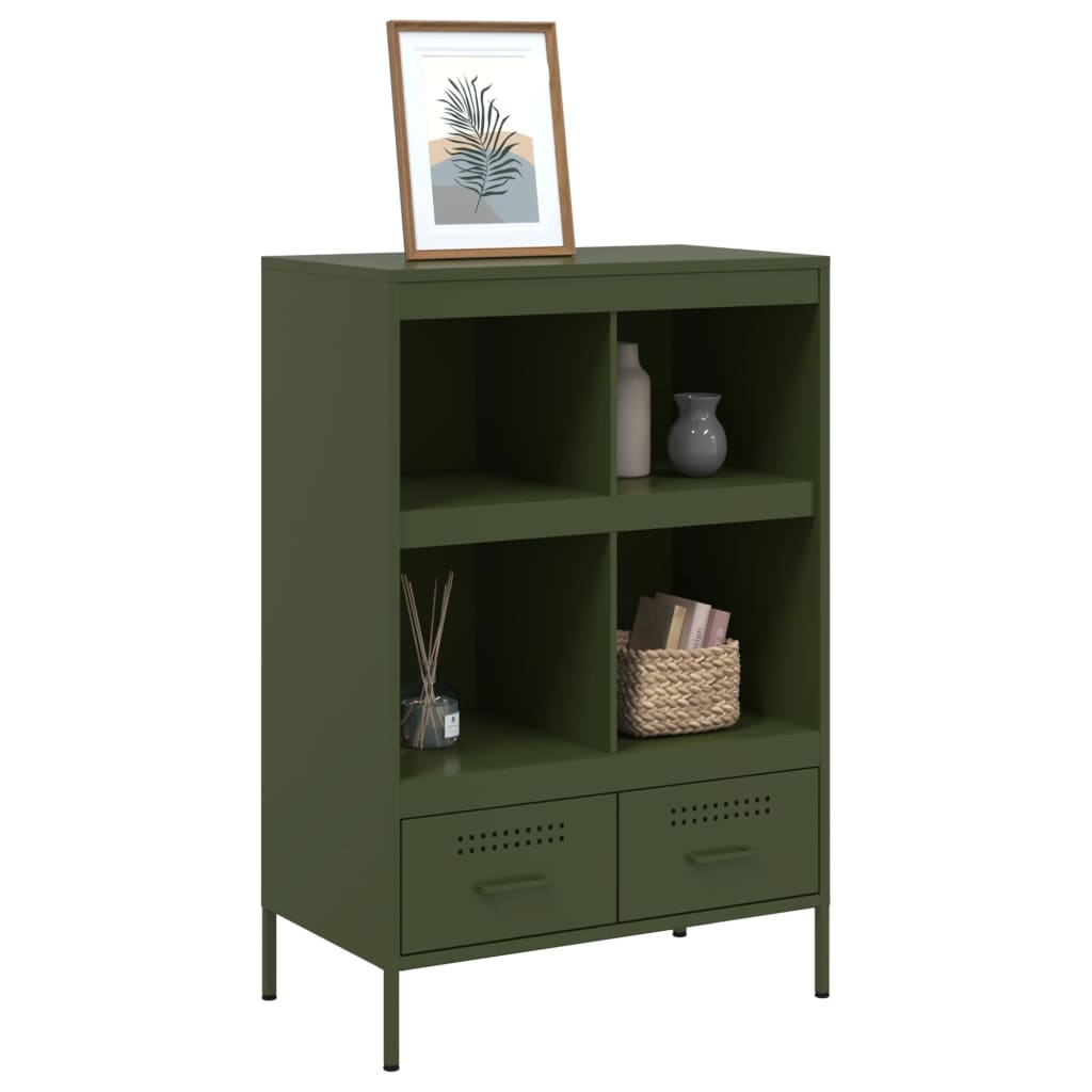 Buffet haut vert olive 68x39x101,5 cm acier