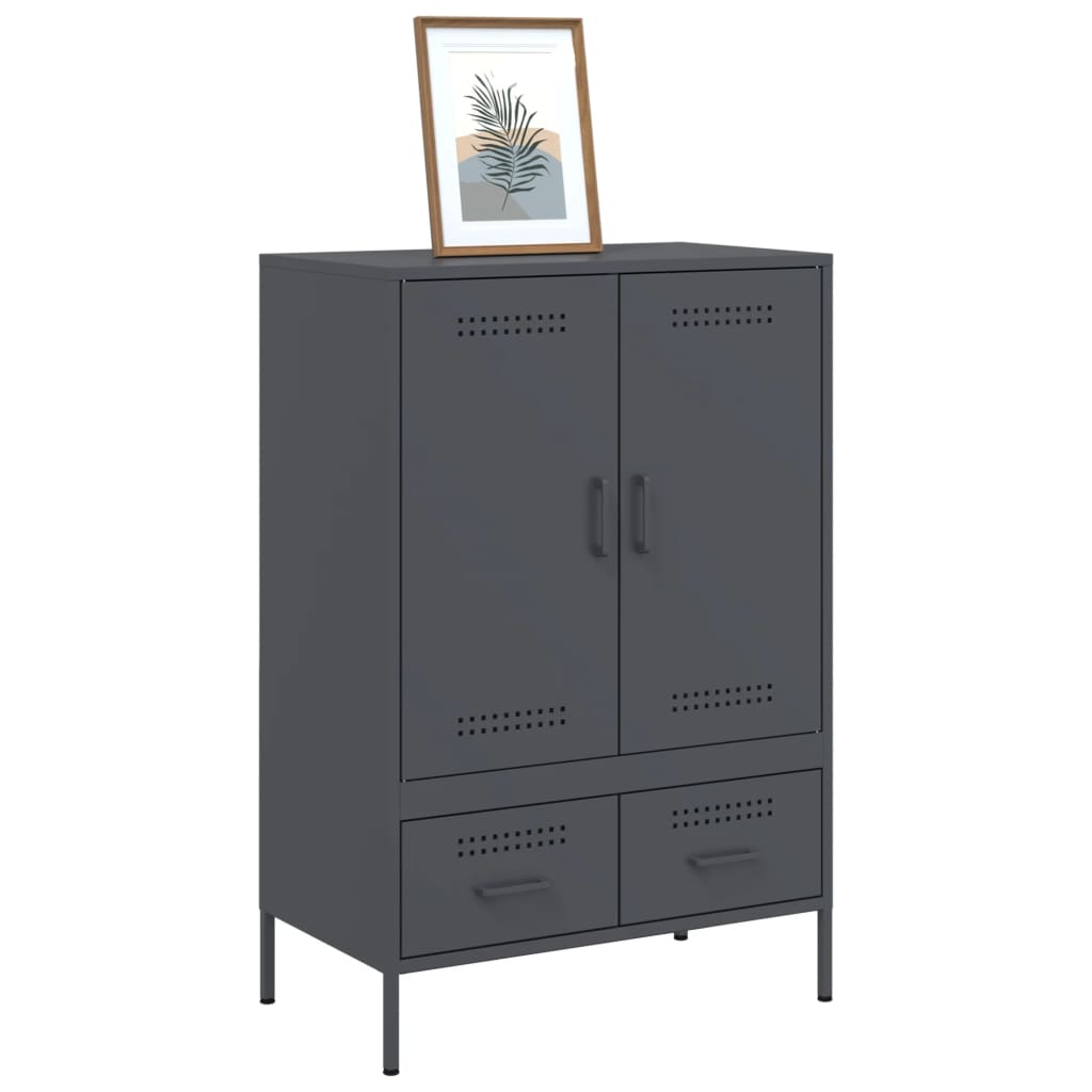 Buffet haut anthracite 68x39x101,5 cm acier