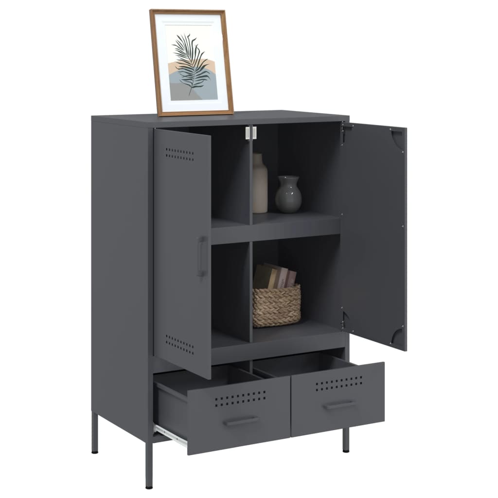 Buffet haut anthracite 68x39x101,5 cm acier