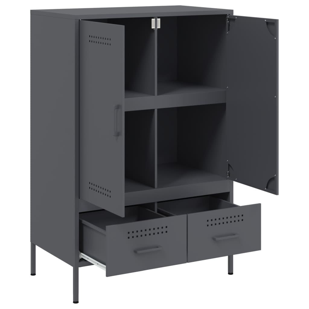 Buffet haut anthracite 68x39x101,5 cm acier