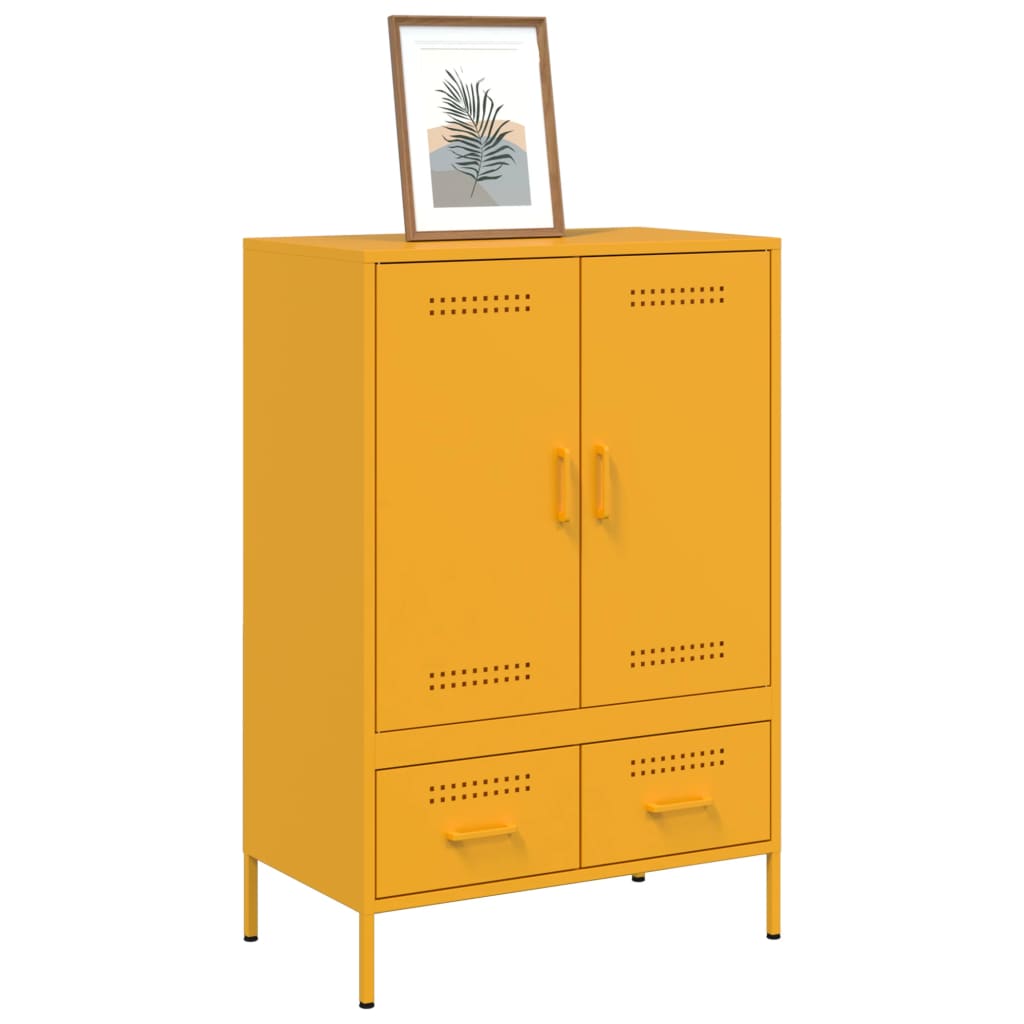 Mustard yellow high sideboard 68x39x101.5 cm steel