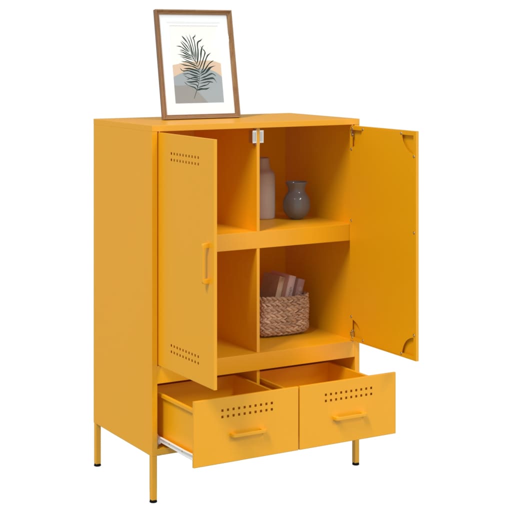 Mustard yellow high sideboard 68x39x101.5 cm steel