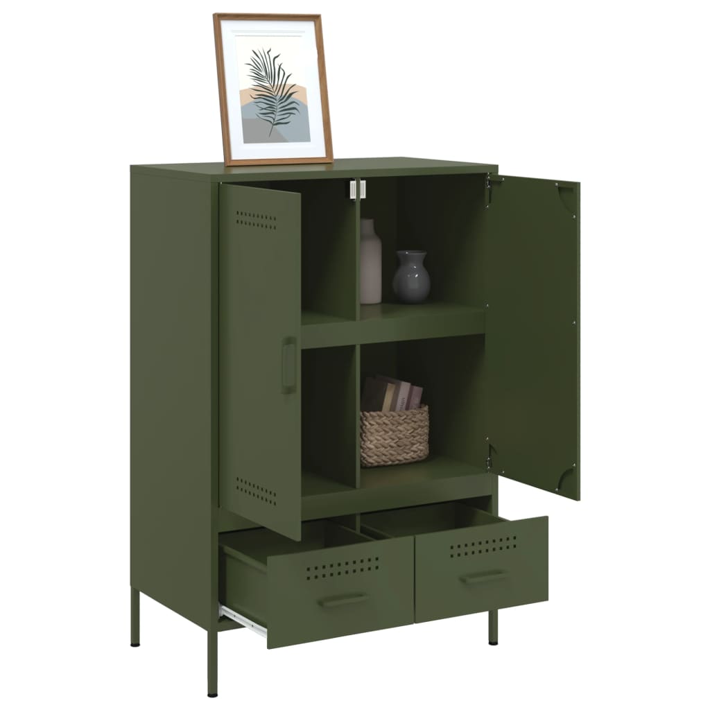 Buffet haut vert olive 68x39x101,5 cm acier