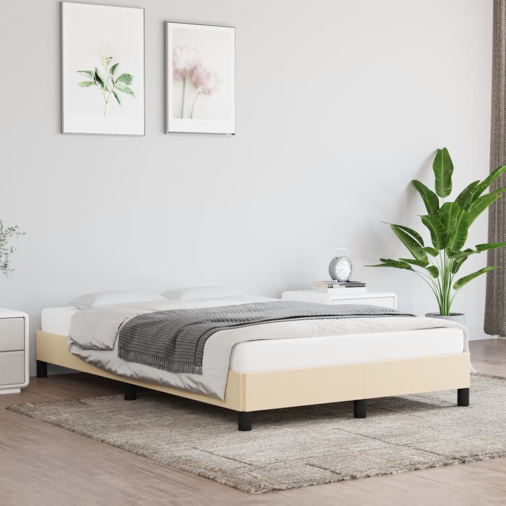 Cadre de lit sans matelas crème 120x190 cm tissu