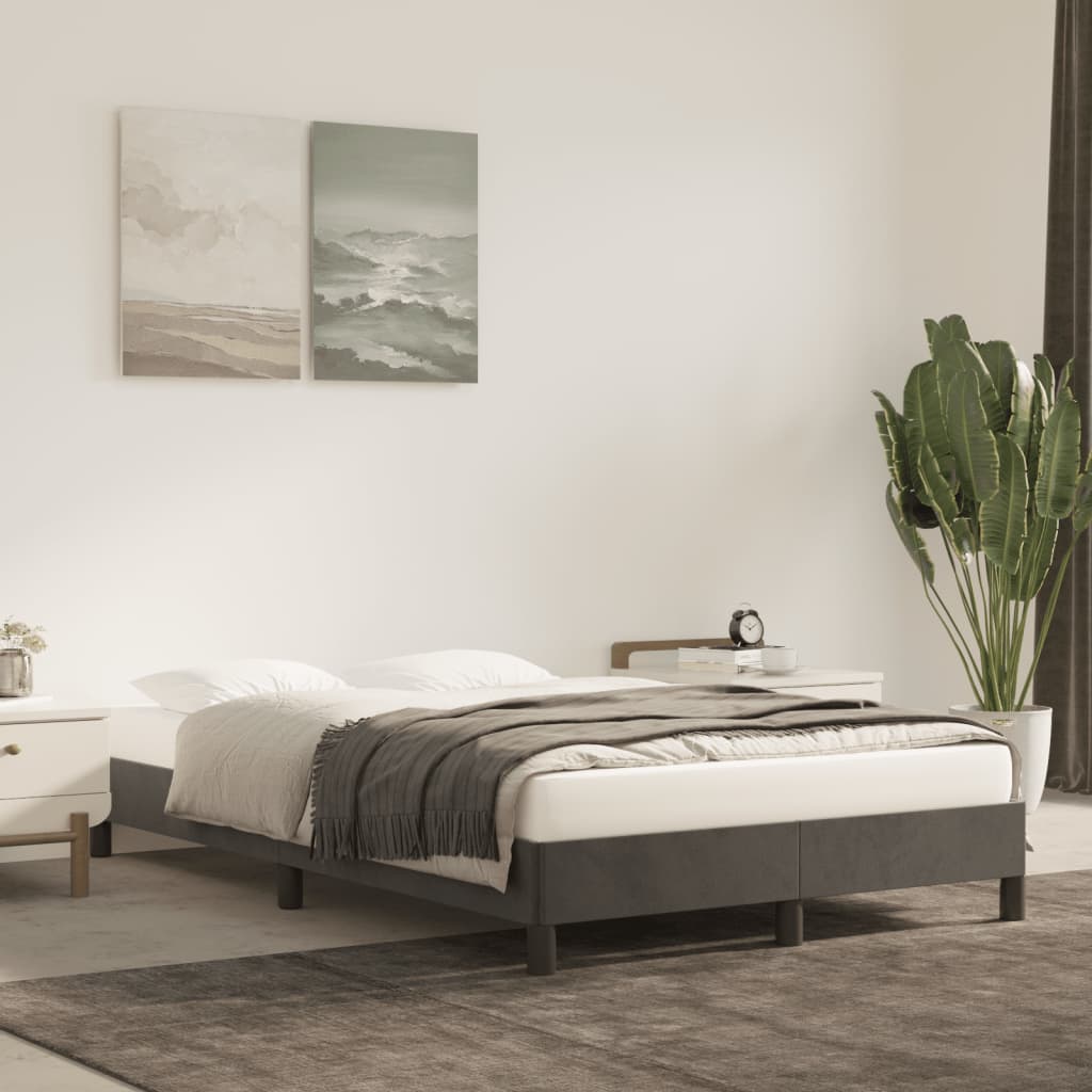 Bed frame without mattress dark gray 120x190 cm velvet