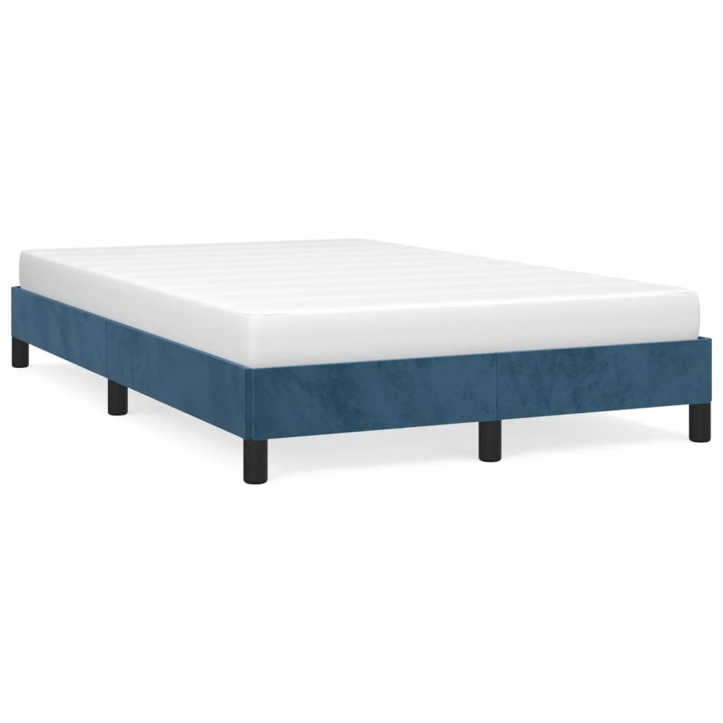 Cadre de lit sans matelas bleu foncé 120x190 cm velours