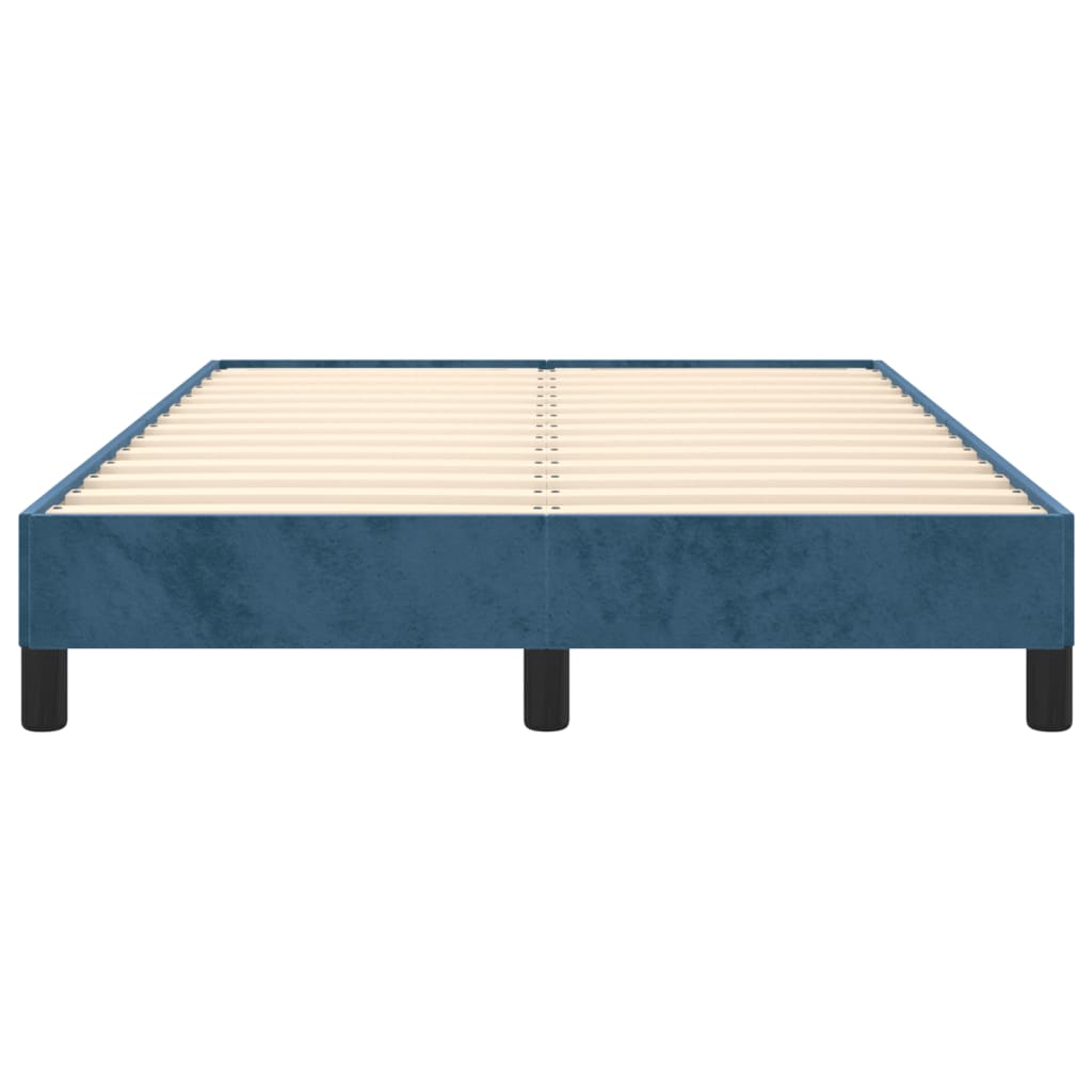 Cadre de lit sans matelas bleu foncé 120x190 cm velours