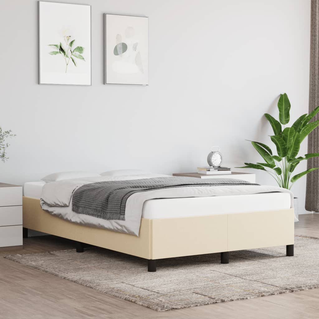 Cadre de lit sans matelas crème 120x190 cm tissu