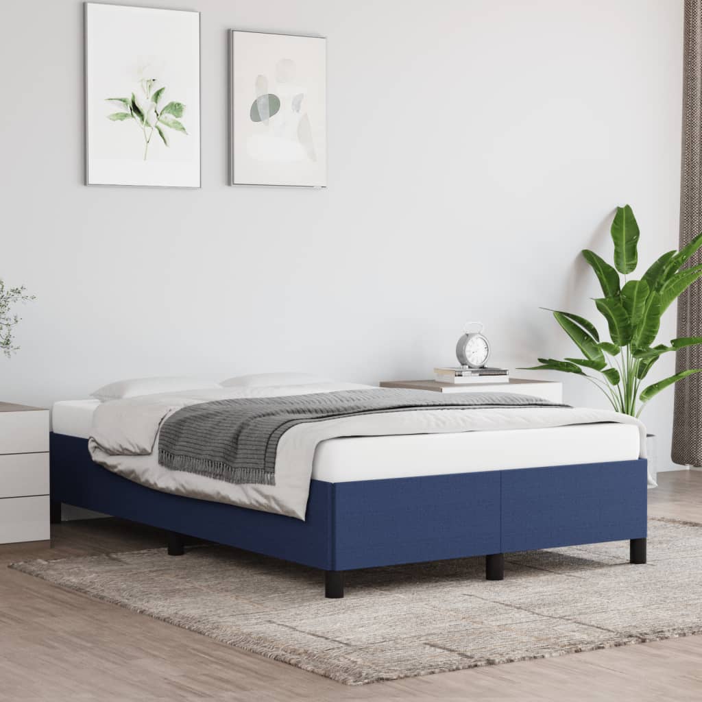 Cadre de lit sans matelas bleu 120x190 cm tissu