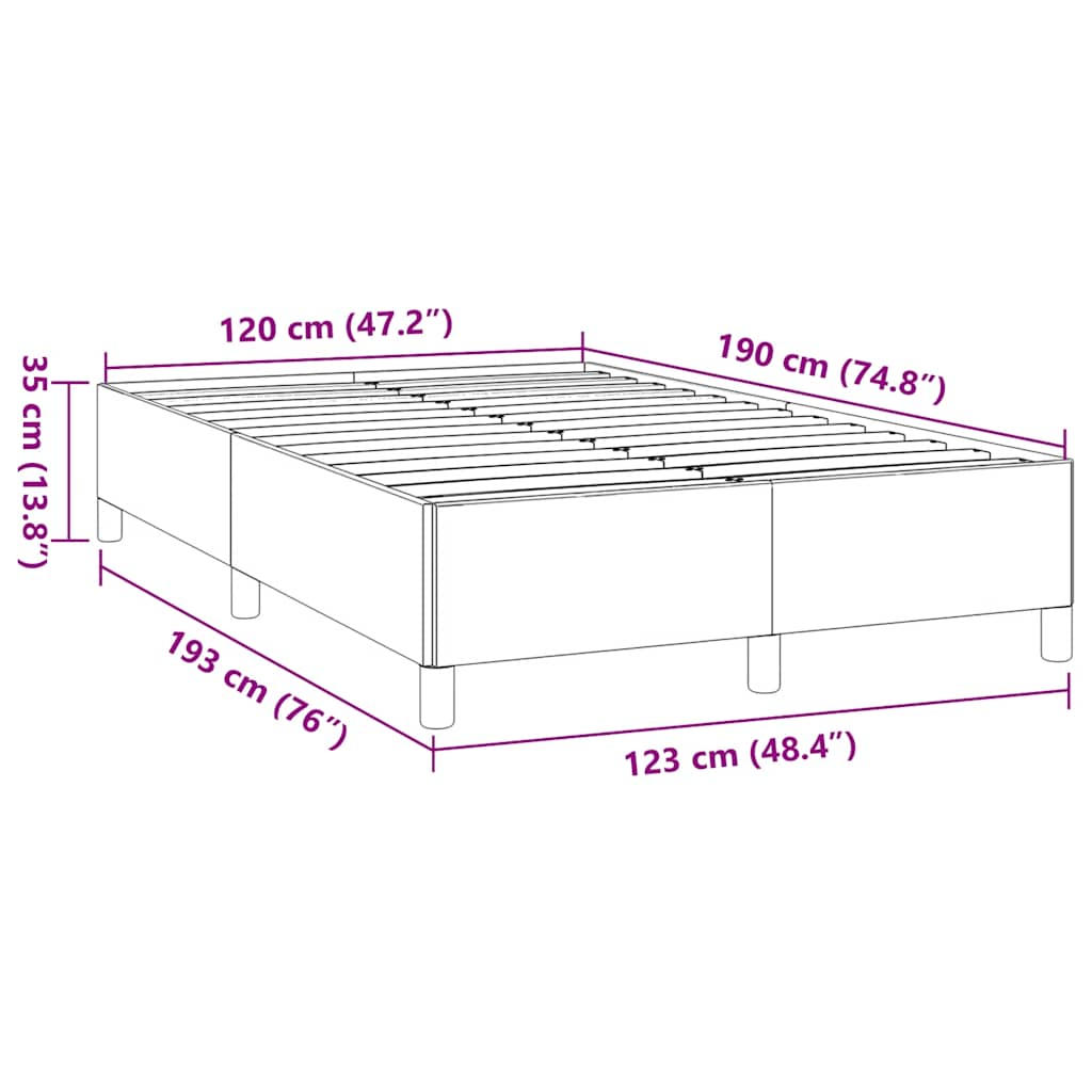 Cadre de lit sans matelas marron foncé 120x190 cm tissu