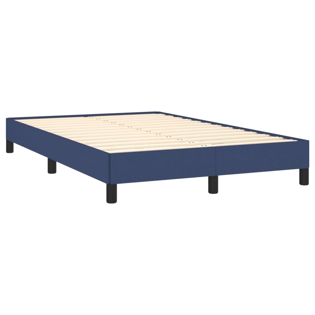 Slatted bed base with blue mattress 120x190 cm fabric