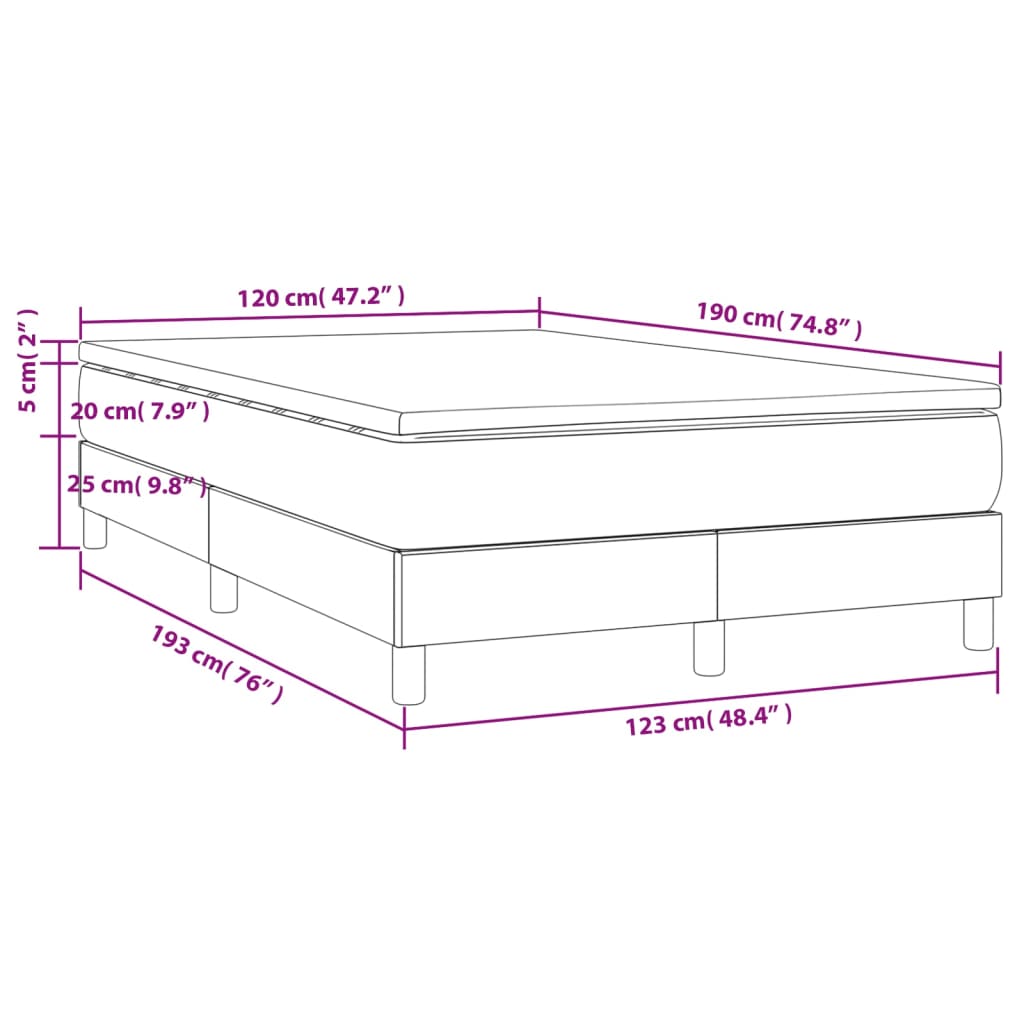 Slatted bed base with blue mattress 120x190 cm fabric