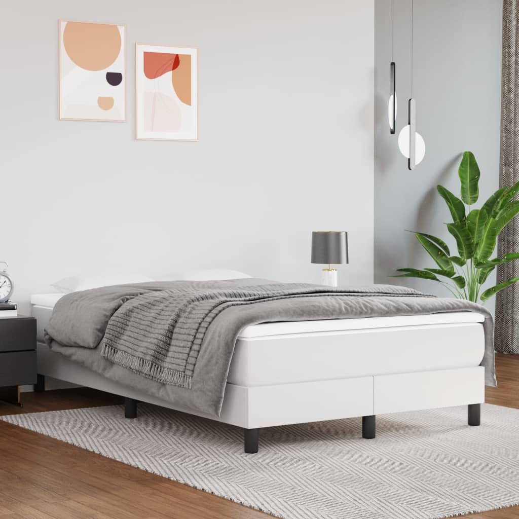 Slatted bed base with white mattress 120x190cm imitation leather